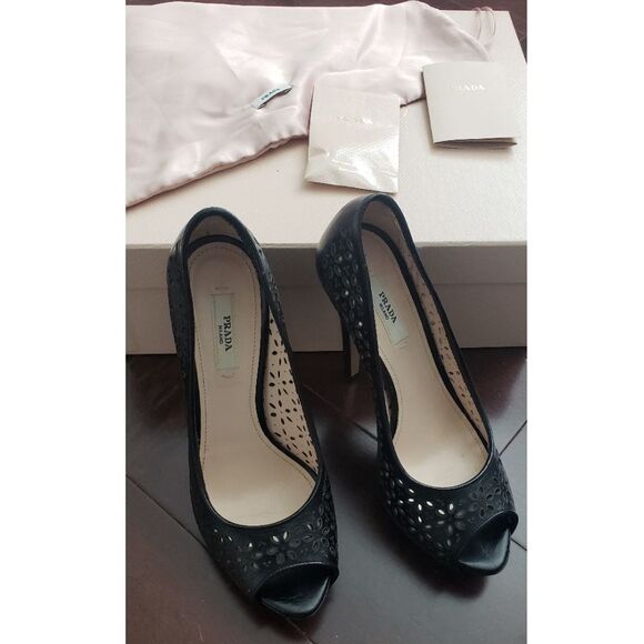 Prada Shoes - Prada Platform Floral Cutout Peep-toe Stilettos Sz 35.5/5.5‎ Whimsygoth Formal